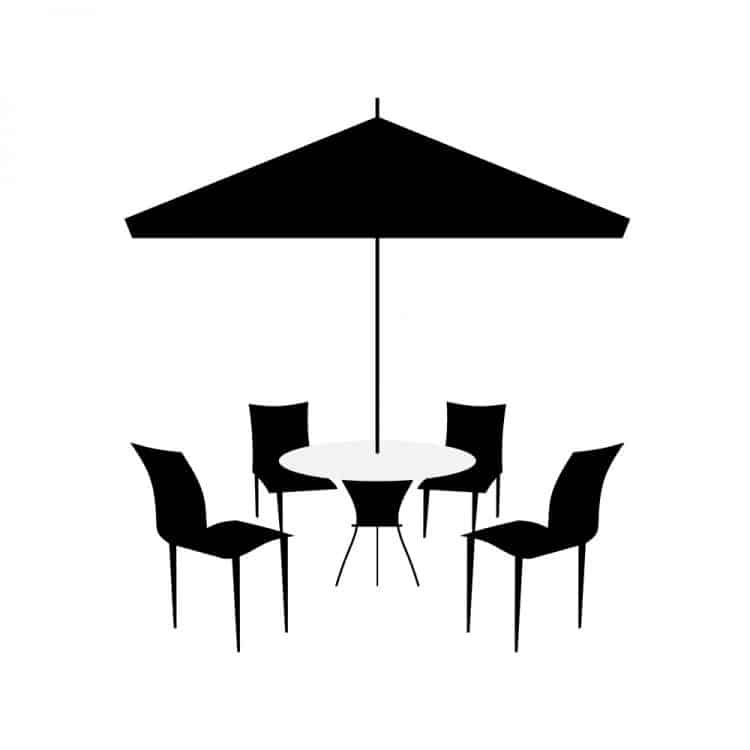 black patio umbrella