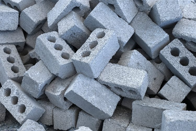 Cinder blocks in a pile